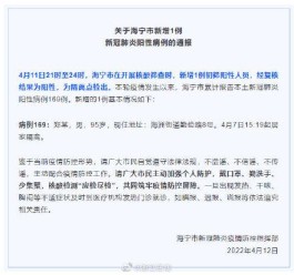 浙江昨日新增本土阳性1例
 /浙江昨日新增61例本土确诊
